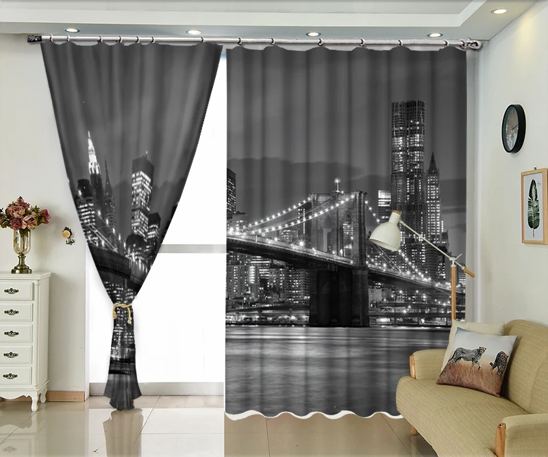 3d занавески Night of New York Brooklyn Bridge постельное белье для гостиной или гостиницы