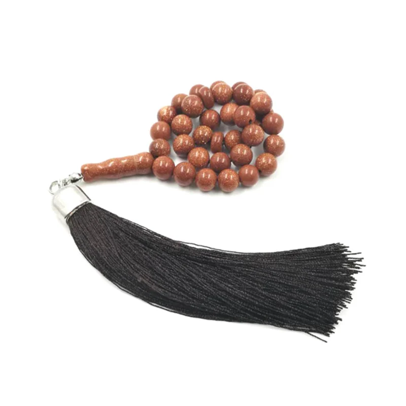 Мужские четки из натурального песчаника Tasbih 33 бусин каменные с хлопковой