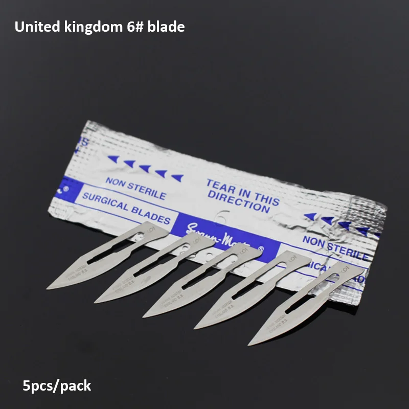 No.6 blade 5pcs Jyrkior UK Swann morton карбоновый стальной скальпель хирургическое лезвие для мобильного телефона защитная пленка отпечатков пальцев кабель Ремонт режущий инструмент - Цвет: No.6 blade 5pcs