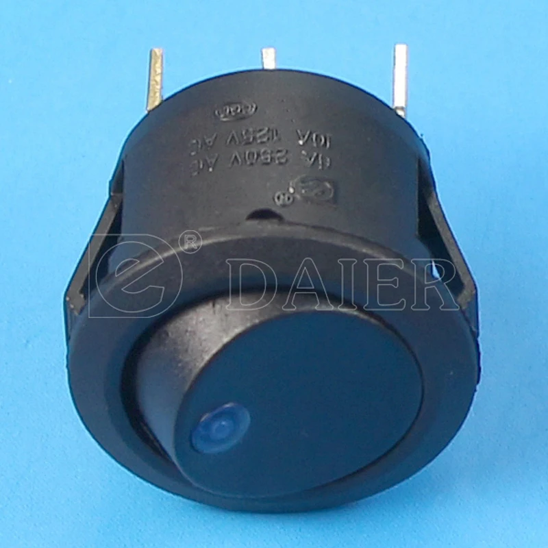 Круглый Кулисный Переключатель Вкл. Выкл. 3 PIN SPST 10A 125VAC 6A 250VAC Переключатели однополюсный с 12 V/220 V светодиодный свет KCD1-5-101EN