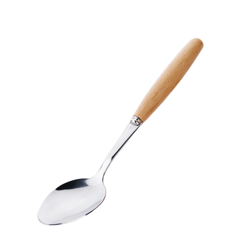 Soup Spoon Unibird 1 шт. столовые приборы нержавеющая сталь Палочки для еды фрукты вилка суп кофе ложка стейк нож кухонная посуда с деревянной ручкой - Цвет: Soup Spoon