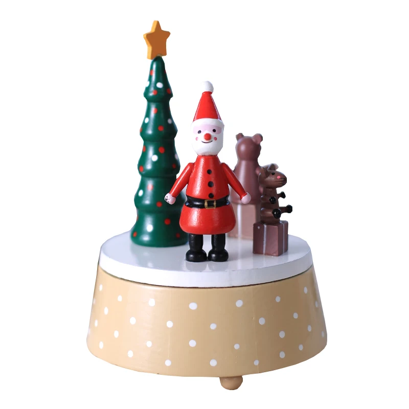 

Rotating Wooden Music Box of Creative Gift Christmas Dream Music Box The Christmas Tree