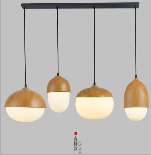 Modern nordic oak glass pendant lights loft decoration indoor kitchen island hanging light fixture dinging room E27 | Освещение