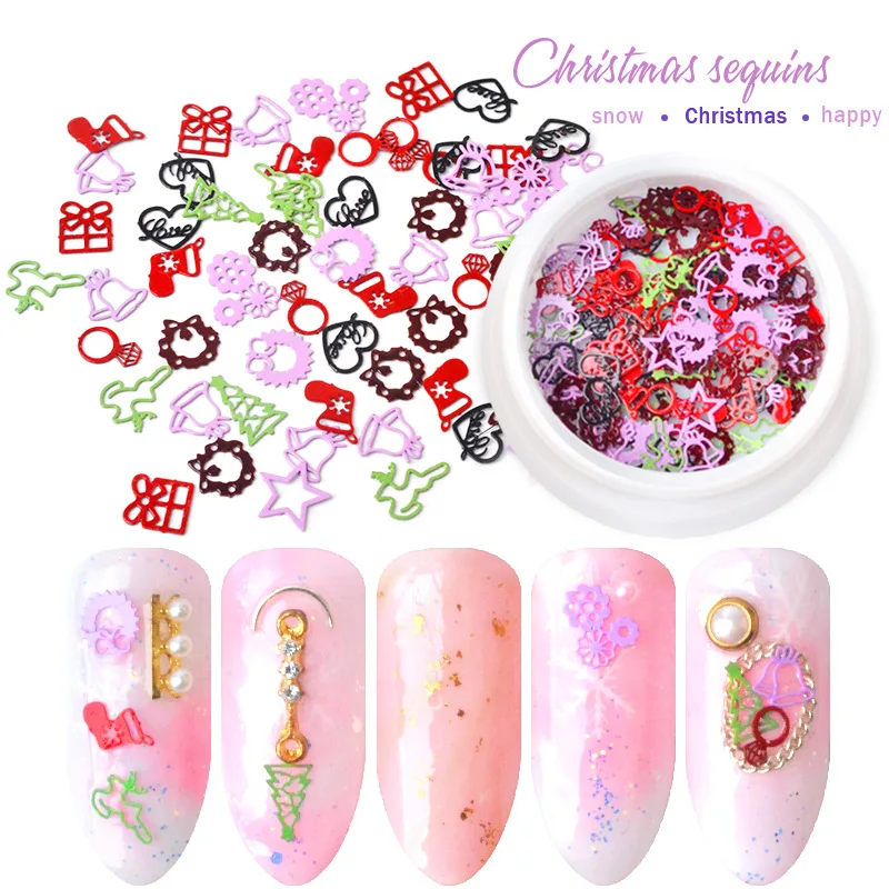 

Nail art sticker sequins 11 mixed shape rainbow christmas nail decals 3d manicure flash snow flakes for nail decoration MZ067