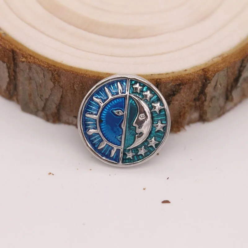 

20pcs/lot High quality blue green enamel 18mm Metal Snap Button Charm Rhinestone Styles Button Diy Snaps Jewelry
