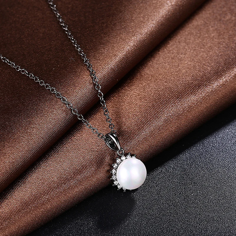 Модный Цветок Черное золото искусственный жемчуг кулоны ожерелья для женщин AAA