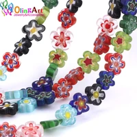 olingart 12pcslot 8 15mm thousand flowers lampwork glass beads irregular plum shape diy bracelet choker necklace jewelry making