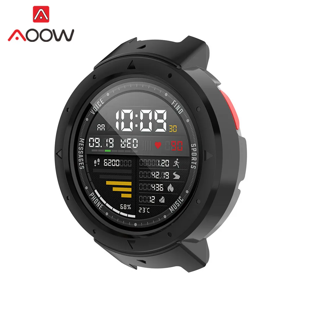 Black Мягкий силиконовый ремешок для часов Amazfit Verge Xiaomi Huami 3, спортивный сменный ремешок для браслета и поликарбоната, защитный чехол A1801 - Цвет ремешка: Black