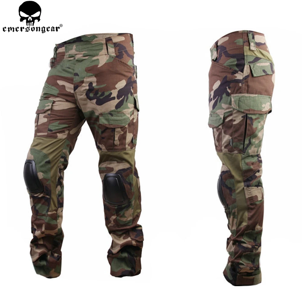 Emersongear боевая униформа охотничья одежда камуфляж Ghillie костюм emerson Лесной тактические брюки с наколенниками EM6974