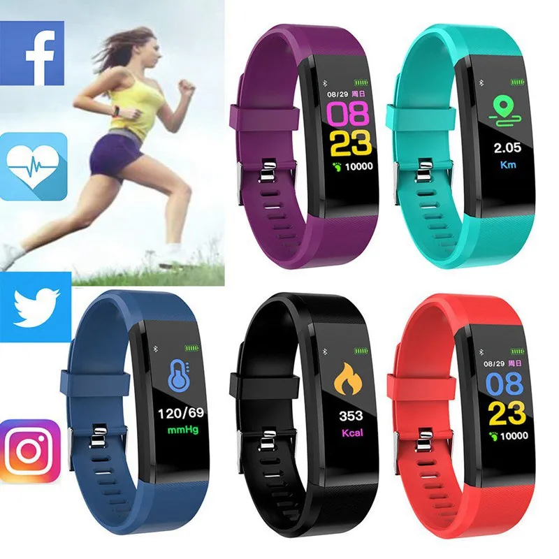 Фитнес браслет с Bluetooth и USB трекер здоровья водонепроницаемый цветной экран 0 96