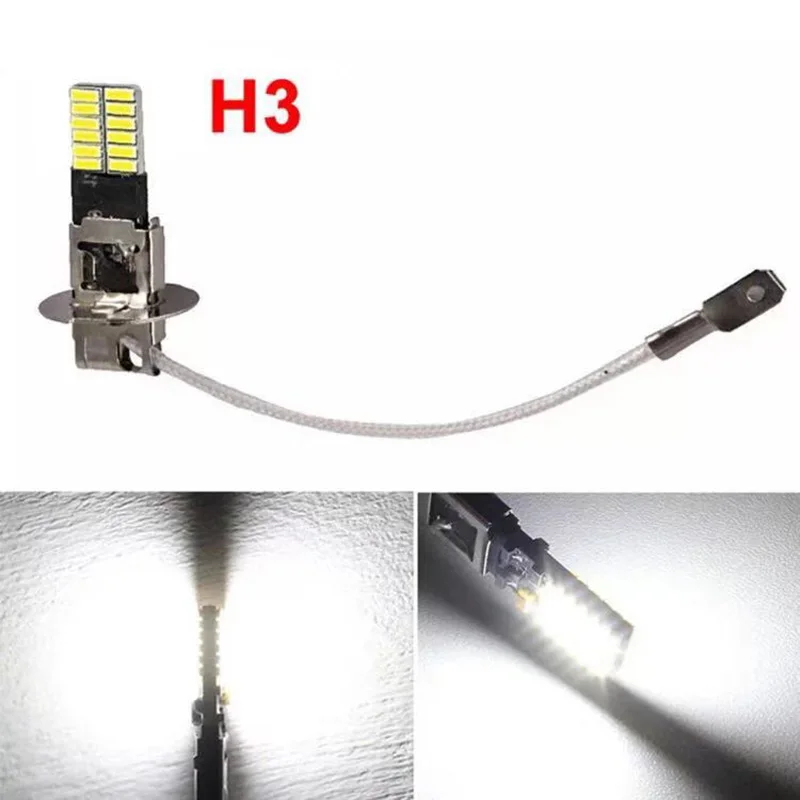 CARBINS 2 шт. 24 светодиодный 4014 SMD H1 H3 Автомобильный светодиодный сменные светодиодные лампы для авто противотуманные лампы для дневных ходовых огней светильник белого цвета для DC 12V