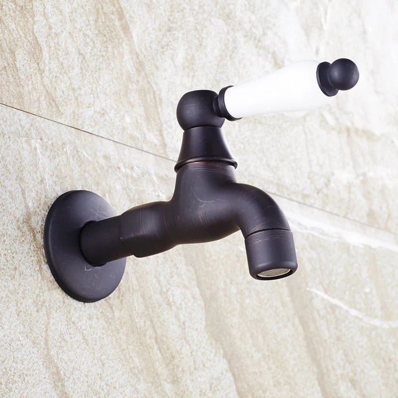 

Vidric Black Antique Tap Bronzed Brass Mop Pool Faucet Wall Mounted Washing Machine Faucet Garden Tap Garden Bibcock European