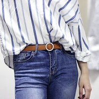 105x2 3cm female deduction side silver buckle jeans wild women belt ceinture fashion students simple new circle buckles belts