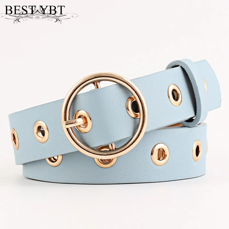 

Best YBT Women Belt Imitation leather Alloy Circle Pin buckle Belt Personality Fashion Casual comfortable High Quality Belt