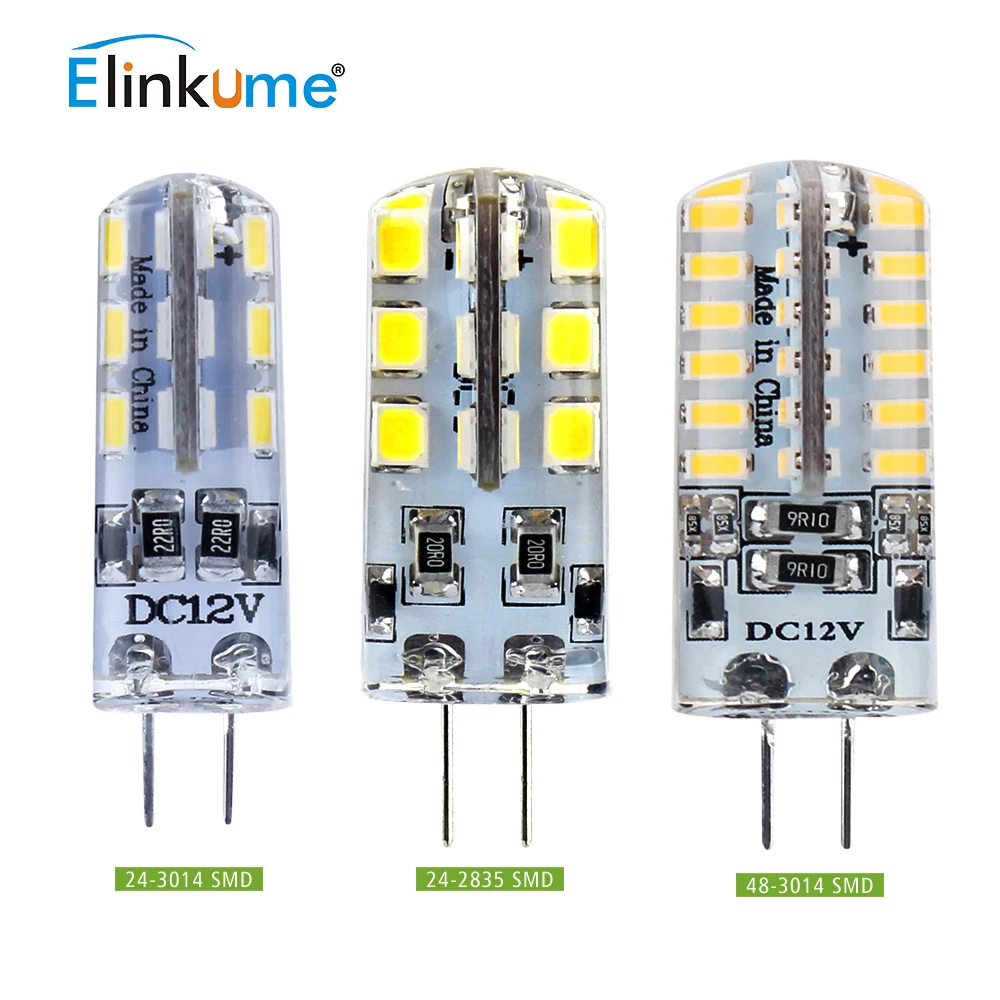 Elinkume G4 светодиодный светильник лампы 24 48 шт. чип SMD3014 2835 энергосберегающие 2 Вт 3