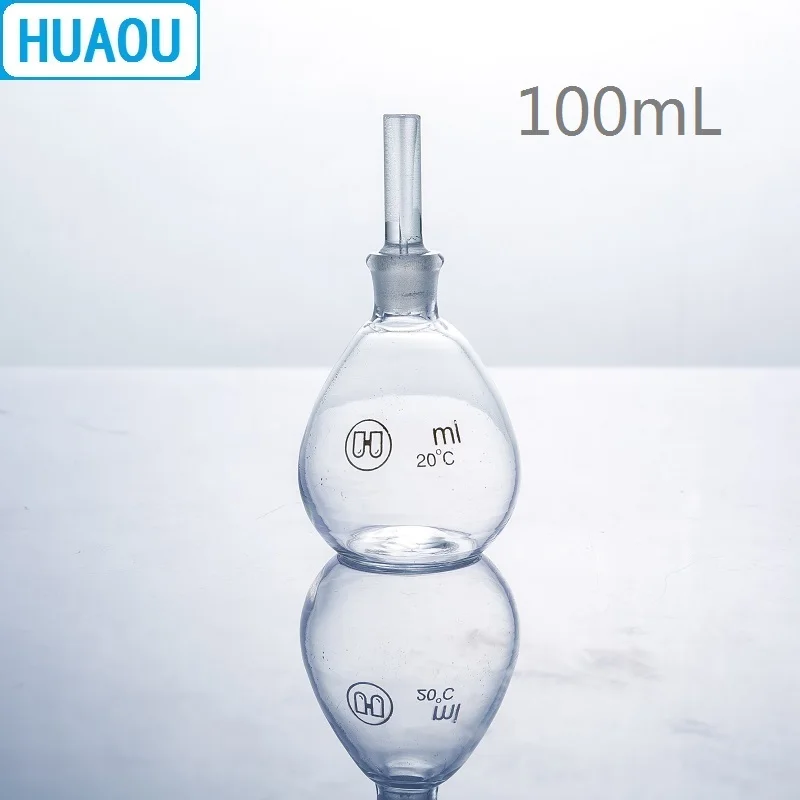 HUAOU 100mL Specific Gravity Bottle Cay-Iussac Transparent Clear Glass Density Bottle Laboratory Chemistry Equipment