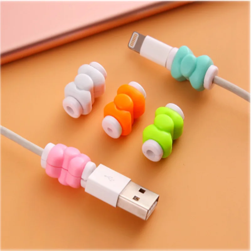 10-100 шт красочные милые USB провод для наушников сматывания шнура Защитная крышка