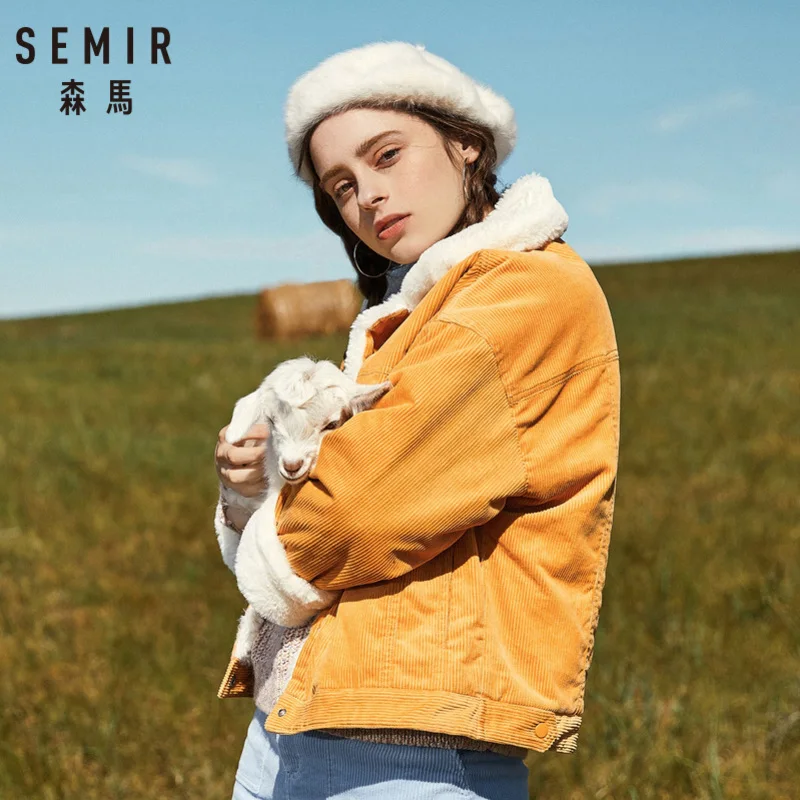 SEMIR Женская Вельветовая куртка с ворсом нагрудным карманом и наклонным женская