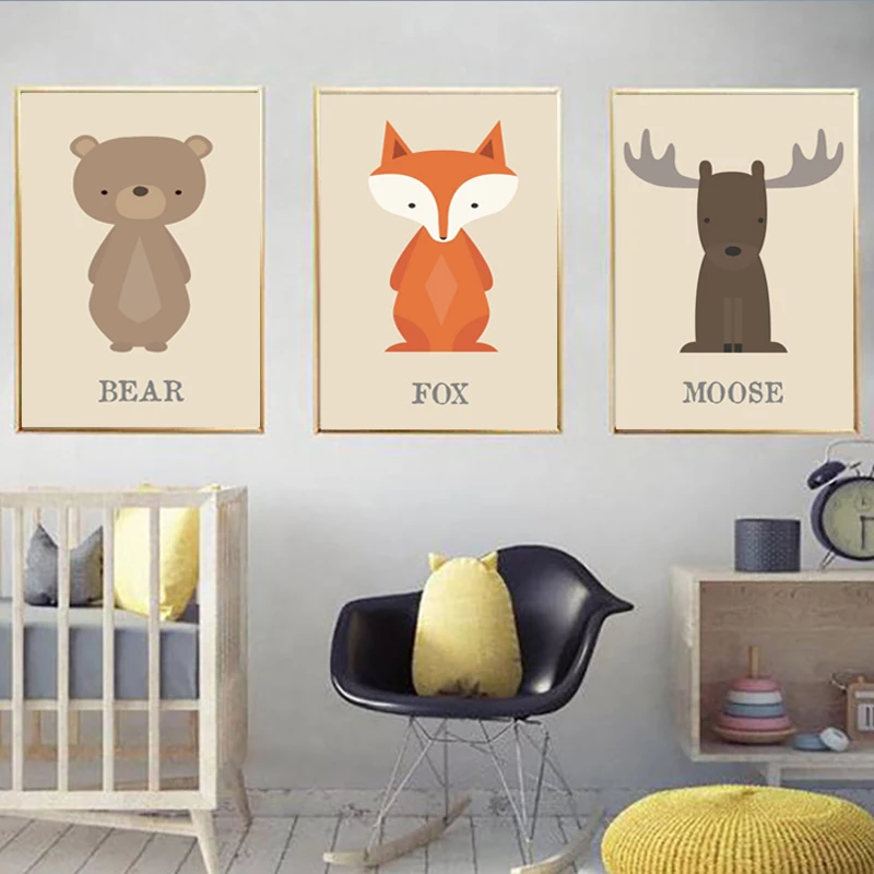 Милые лисички Moose парусиновые постеры и принты медведя детские костюмы с