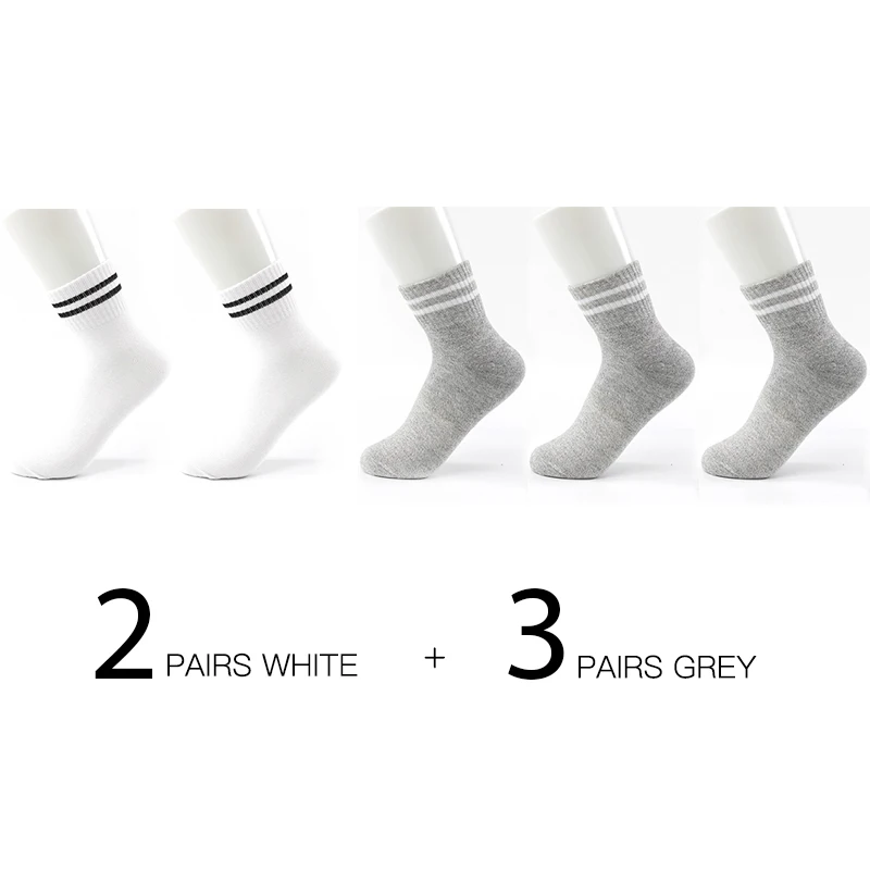 2White3Grey HSS/высококачественные полосатые хлопковые женские носки в стиле Харадзюку; плотные носки для девочек на весну и зиму; стильные модные женские носки для школьников - Цвет: 2White3Grey