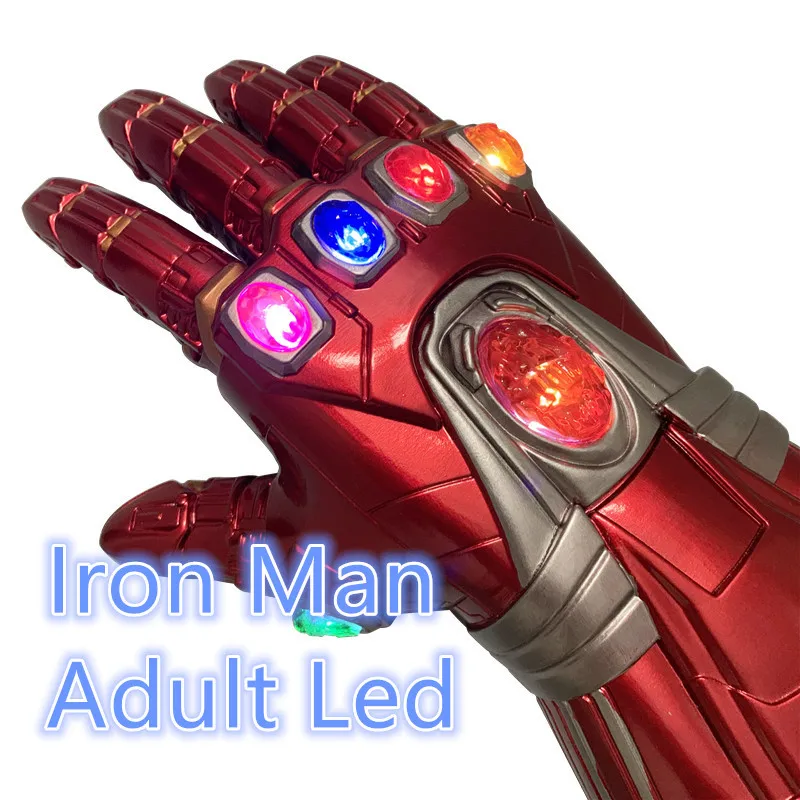 Iron Man Adult Led 1:1 светодиодный свет танос Бесконечность Gauntlet Гибкие пальцы Мстители Бесконечная война Косплэй перчатки со светодиодами дети подарок костюм Хэллоуин Pro - Цвет: Iron Man Adult Led