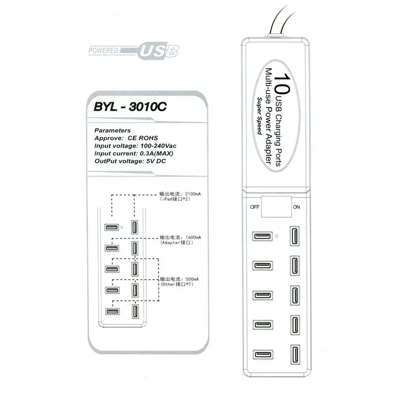 Новый DC 5 в 10 портов USB зарядная станция смарт-автобус зарядное устройство розетка