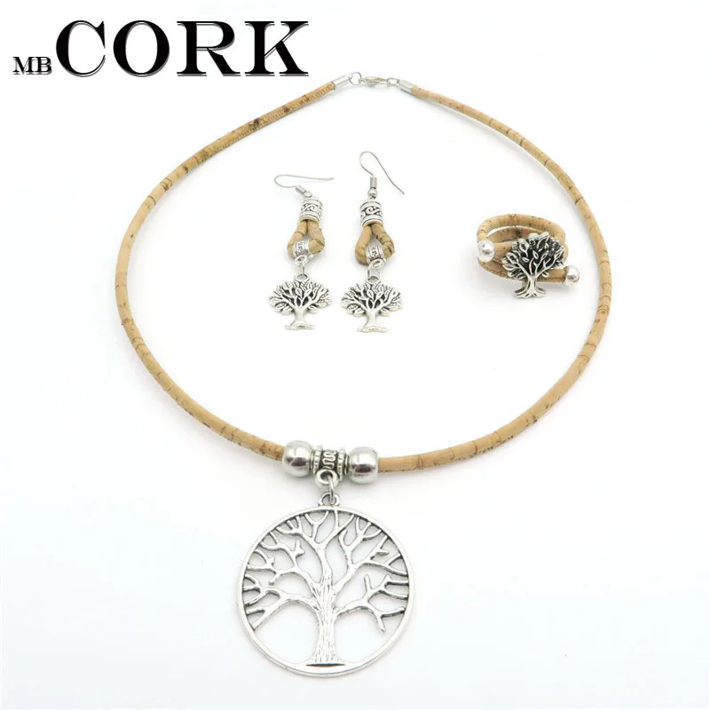 Натуральная пробковая жизнь дерева Женские Оригинальные Ювелирные наборы