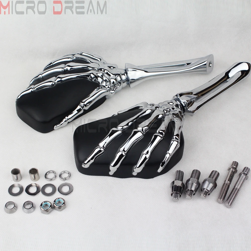 Мотоциклетное боковое зеркало заднего вида с черепом ручным захватом 8 мм 10