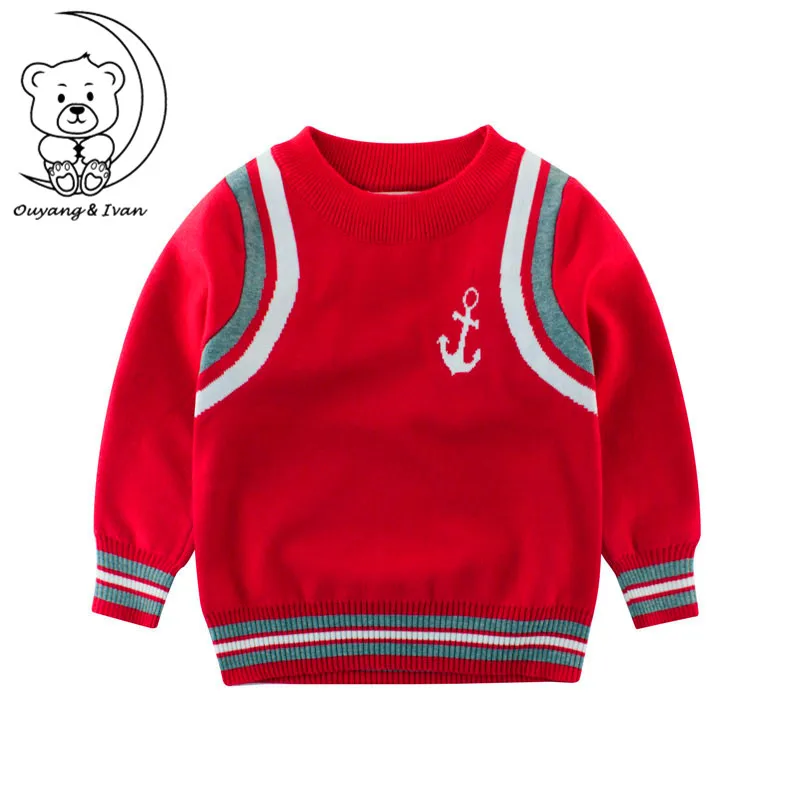 Новый стиль Осенний синий свитер для мальчиков Рождественский подарок детская