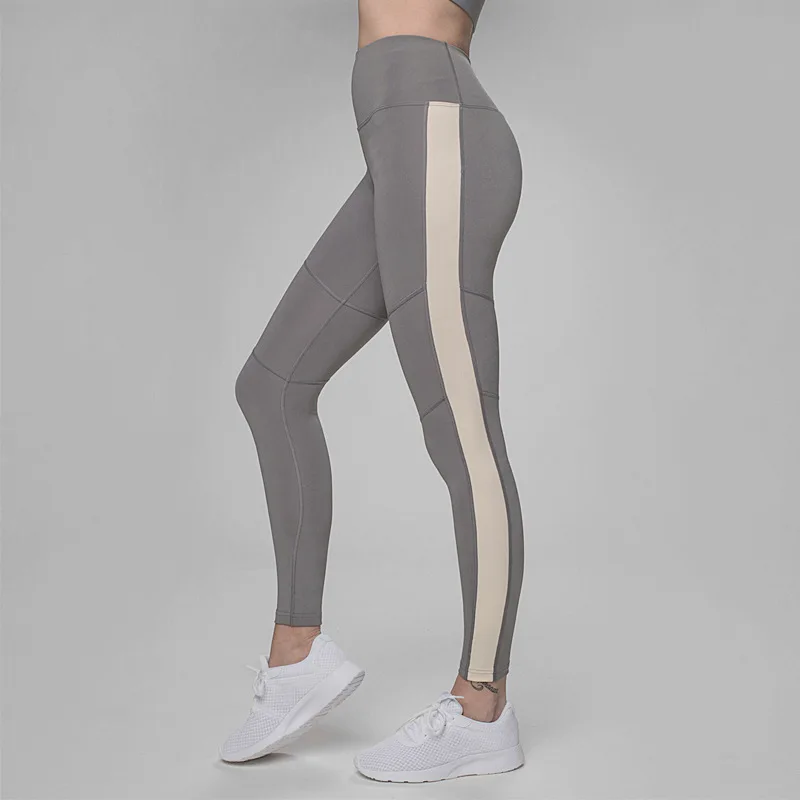 Activewear с высокой талией для фитнеса женские лекинсы штаны модный пэчворк в