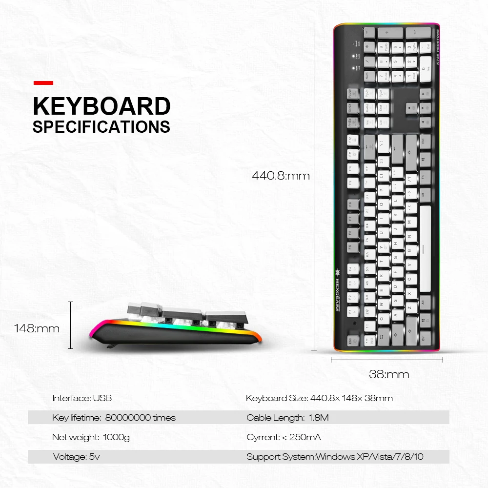 Hexgeards GK735 104 клавиша механическая клавиатура Kailh коробка переключатель клавиатуры