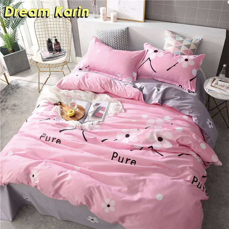 Dream Karin милое постельное белье набор для девочки Цветочный узор пододеяльник с