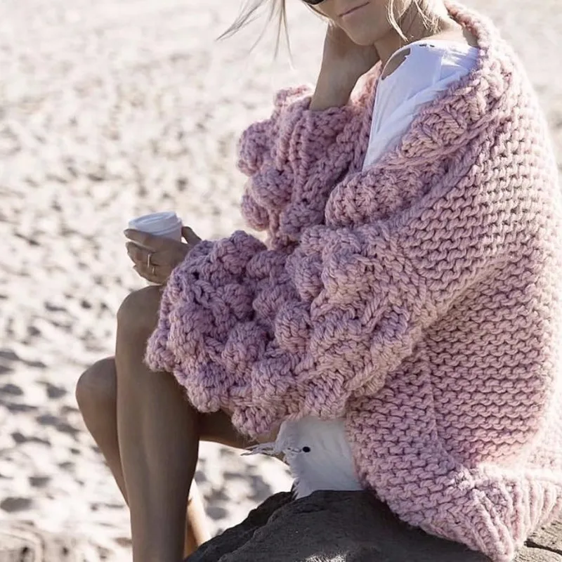 TWOTWIN стильный свитер женский кардиган выдалбливают волосы лампочка фонарь рукав