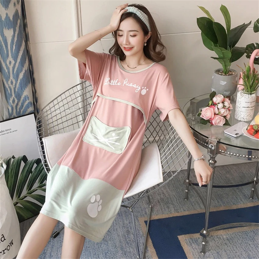 Летнее платье с короткими рукавами для беременных женщин героями мультфильмов