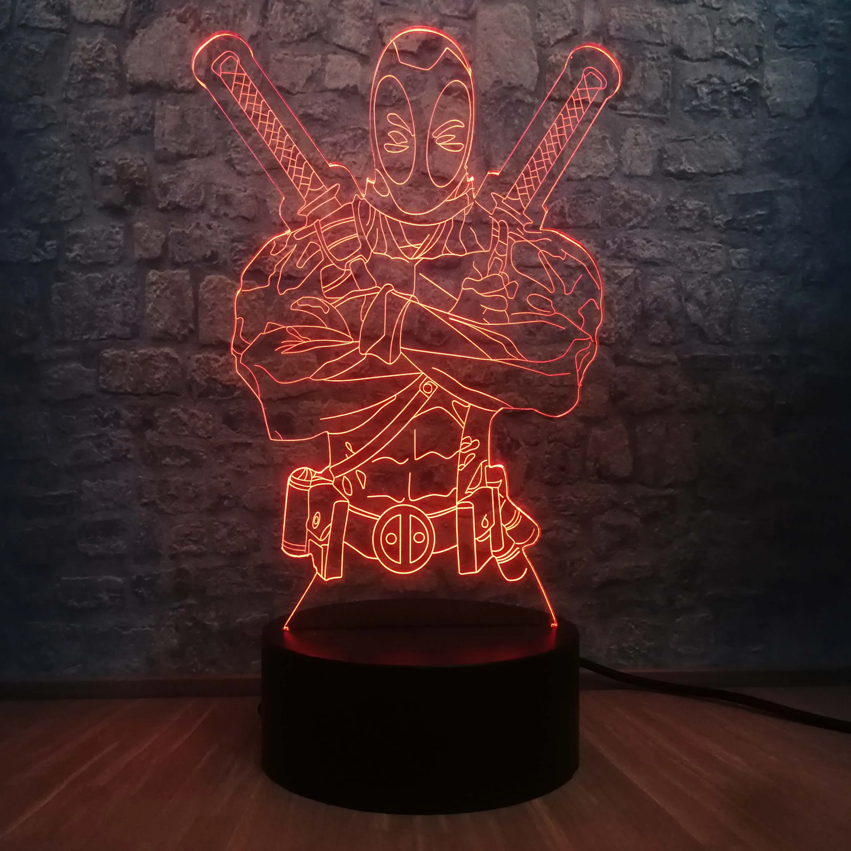 3D светодиодный ночной Светильник Marvel Deadpool Cool Hero RGB Lampara Lava многоцветная