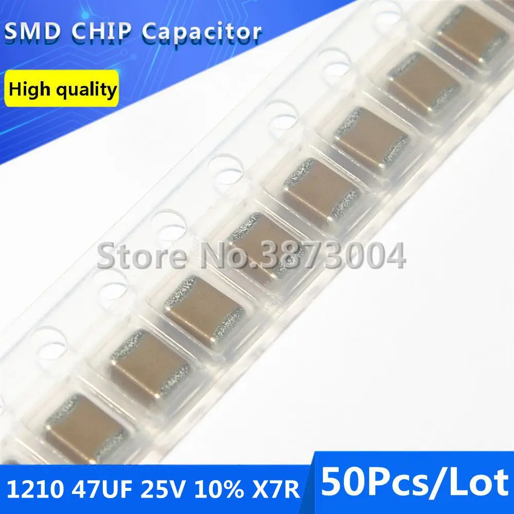 50pcs 3225 1210 47UF 25V 10% X7R Thick Film Chip Multilayer Ceramic Capacitor