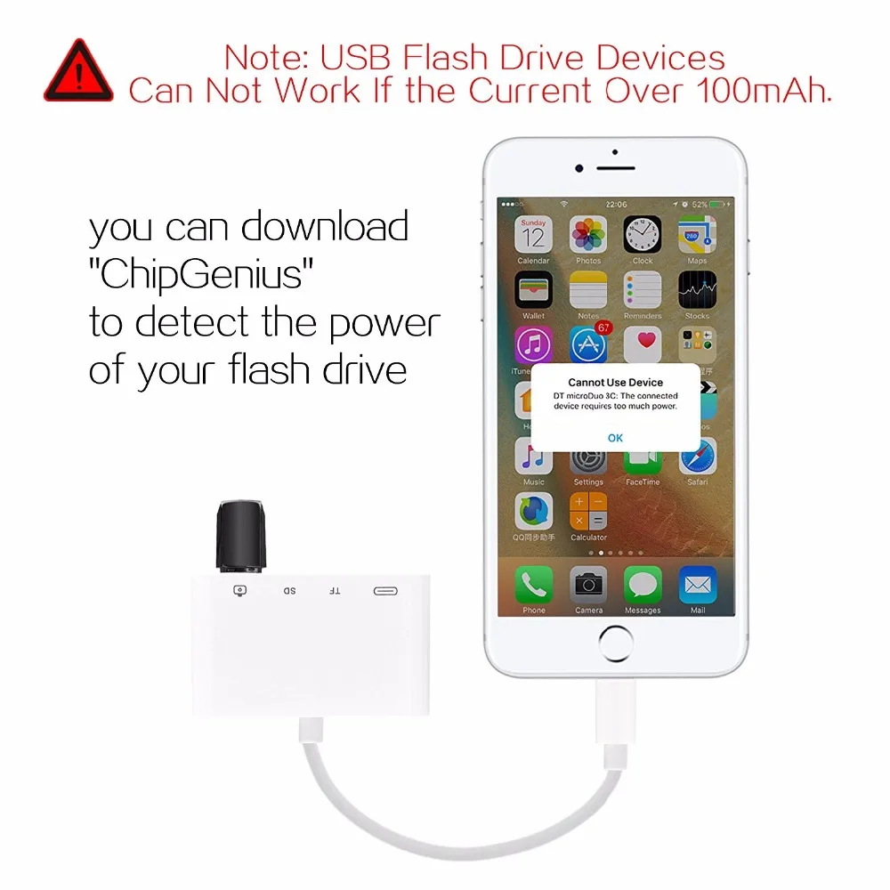 Кард ридер Leadzoe Lightning 4 в 1 SD/TF карта Комплект для подключения камеры к USB камера OTG