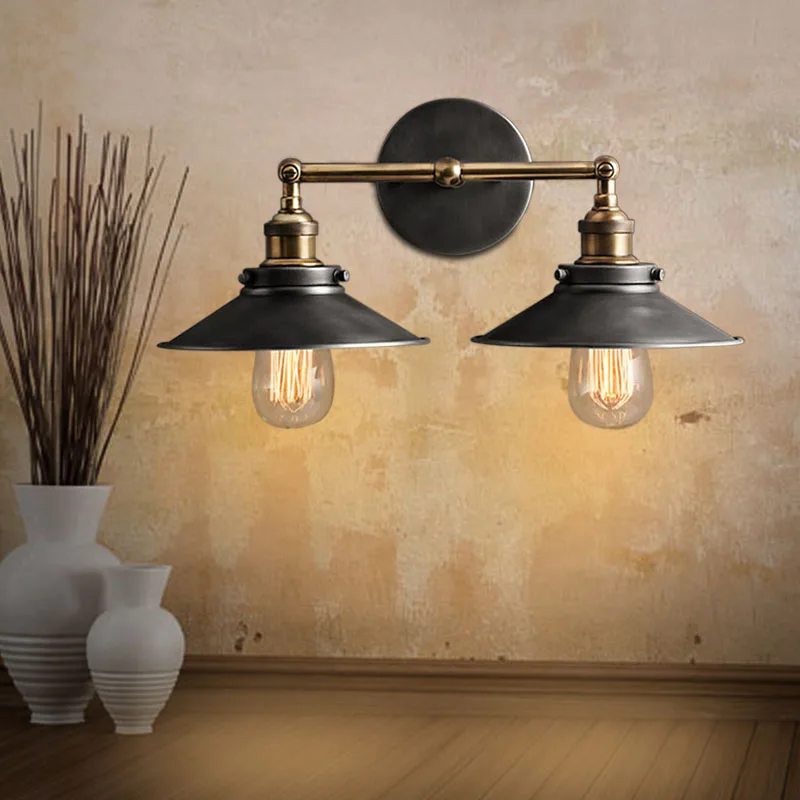 Скандинавский светильник Лофт Двойные головки Настенные светильники кантри