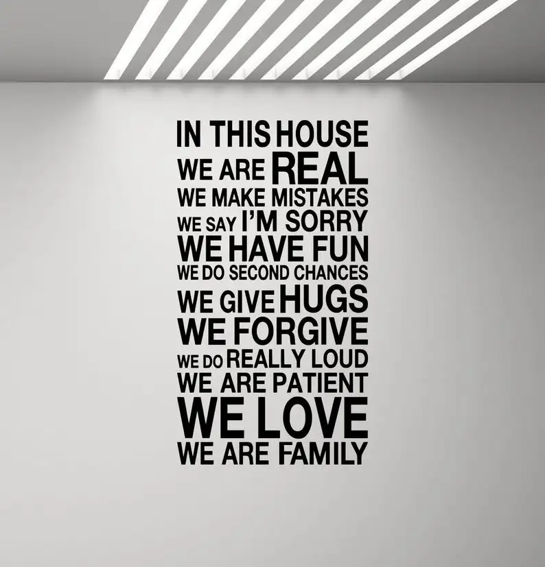 

In This House We Are Real Wall Decal Sign We Are Family Quote Love Poster Vinyl Sticker Home Bedroom Decor Home Art Mural C152