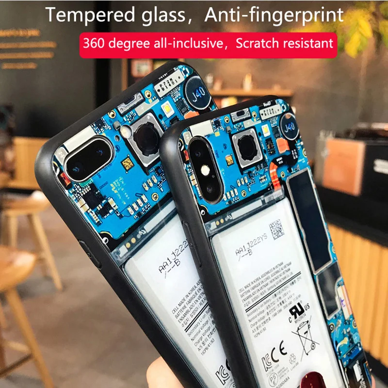 Чехол из закаленного стекла для телефона iPhone XS MAX XR X чехол в форме задней печатной