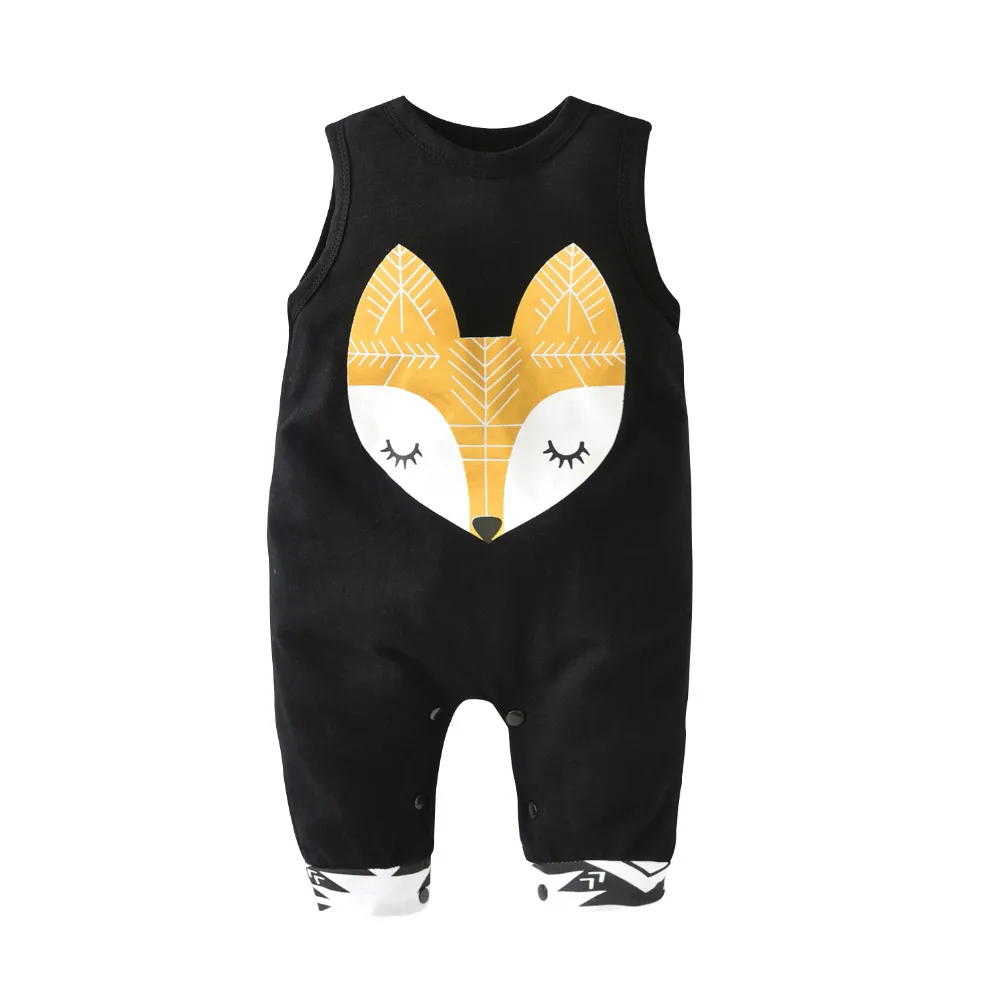 Летний стиль 2020 детский слитный комбинезон без рукавов с мультяшным принтом для