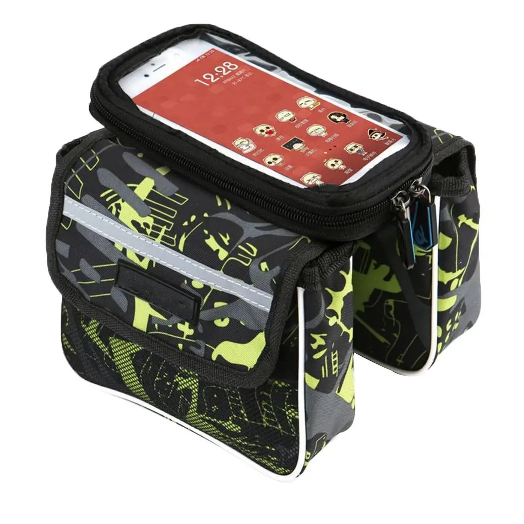 Cycling Bike Front Frame Phone Bag Tube Double Pouch for 5.5-6.2Inch Cellphone Bicycle Accessories Riding | Спорт и развлечения