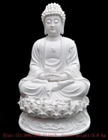 30 cm elaborate chinese dehua white porcelain shakyamuni buddha statue