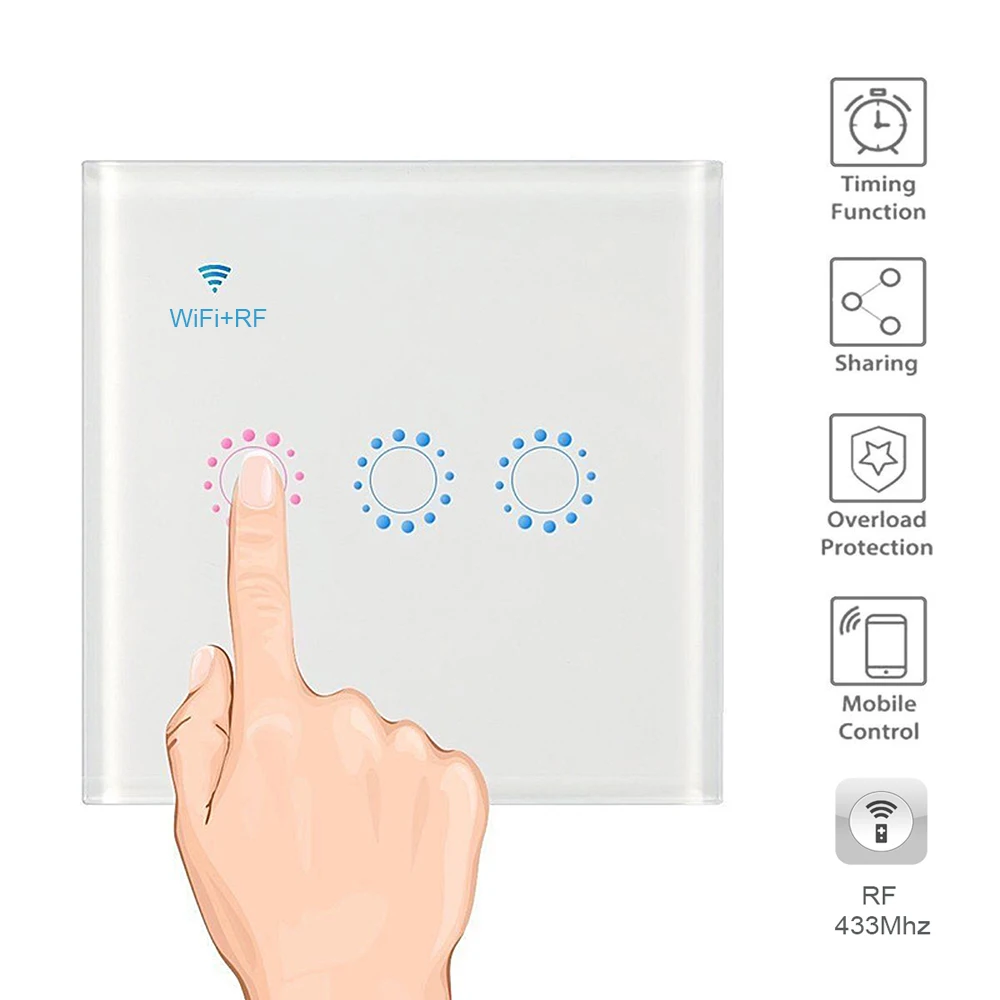 Wi-Fi Smart Switch настенный светильник Беспроводной RF 433 МГц Дистанционное освещение