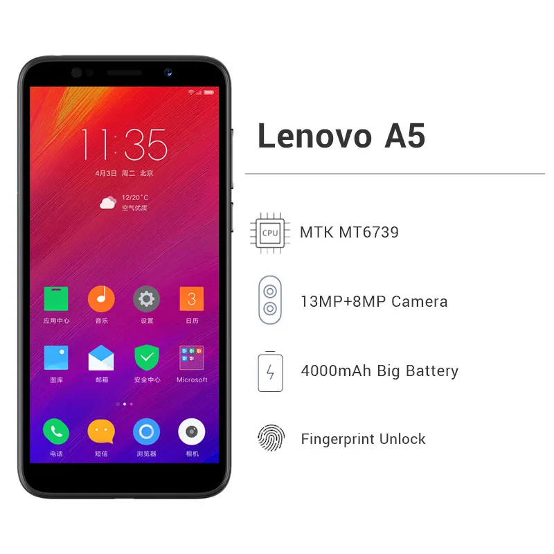 Глобальная версия lenovo A5 3GB ram 16GB rom мобильный телефон MTK6739 5 45 &quotсмартфон 4000mAh