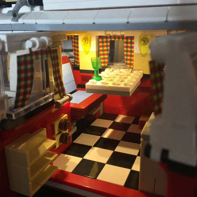 MOC Creative Creator Series T1 Campering Van LED Building Block светильник набор детские игрушки для детей