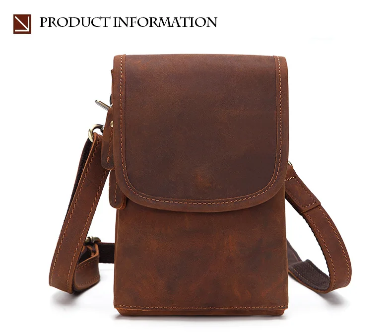 Бренд Для мужчин Crazy Horse Натуральная Кожа Фанни талии пакет мужской Crossbody сумка крюк ремень Петля Хип Bum Мешок 2045