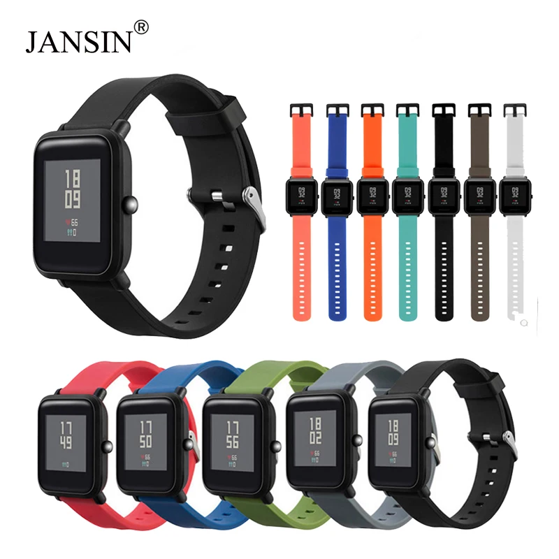Силиконовый ремешок JANSIN для Xiaomi Huami Amazfit Bip BIT PACE Lite Youth Smart Watch многоцветные часы