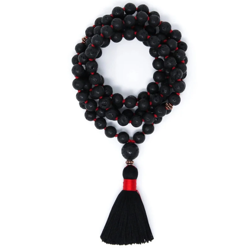 108 Mala Beads ожерелье из вулканического камня Japa буддистские молитвенные бусины Йога