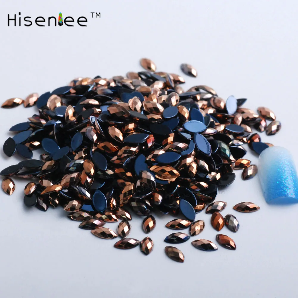 Copper plating Hisenlee AB Цвета 3x6 мм 500 шт. с плоской задней частью лошадь; глаза; Акрил Стразы для 3D нейл-арта украшения - Цвет: Copper plating